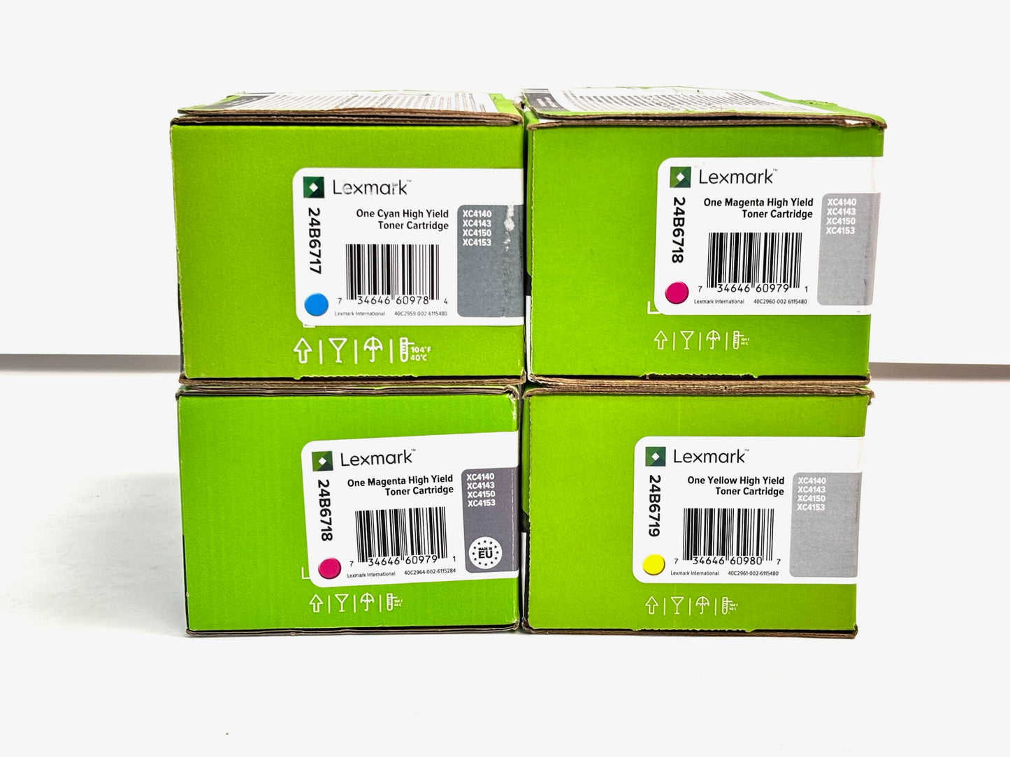 4 New Genuine Lexmark XC4140,XC4143 CMMY Toners 24B6717, 24B6718, 24B6719
