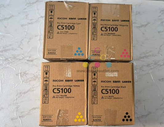4 Genuine Ricoh Pro C5100, C5110 CMYK Toners 828350,828351,828352,828353