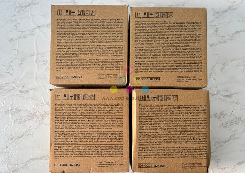 4 Genuine Ricoh Pro C5100, C5110 CMYK Toners 828350,828351,828352,828353
