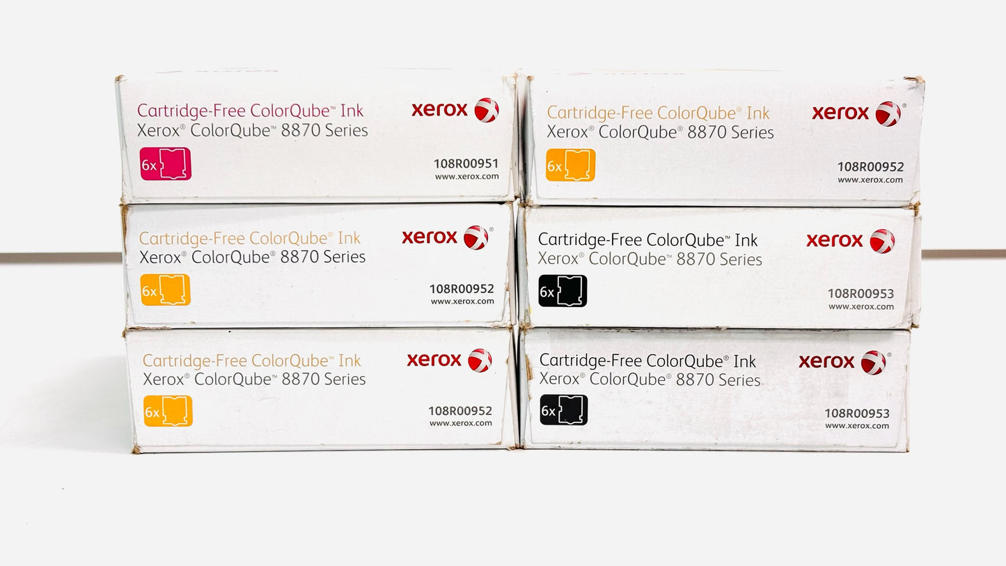 6 Open OEM Xerox ColorQube 8870  MYYYKK Ink 108R00951,52,53(6 Cubes per Box)