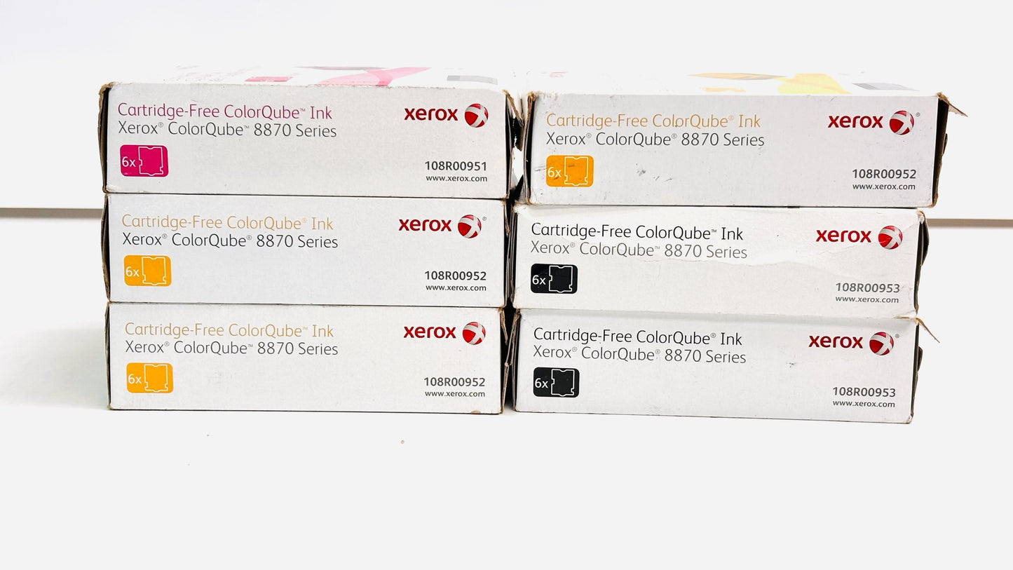 6 Open OEM Xerox ColorQube 8870  MYYYKK Ink 108R00951,52,53(6 Cubes per Box)