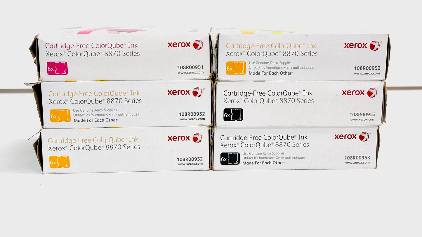 6 Open OEM Xerox ColorQube 8870  MYYYKK Ink 108R00951,52,53(6 Cubes per Box)