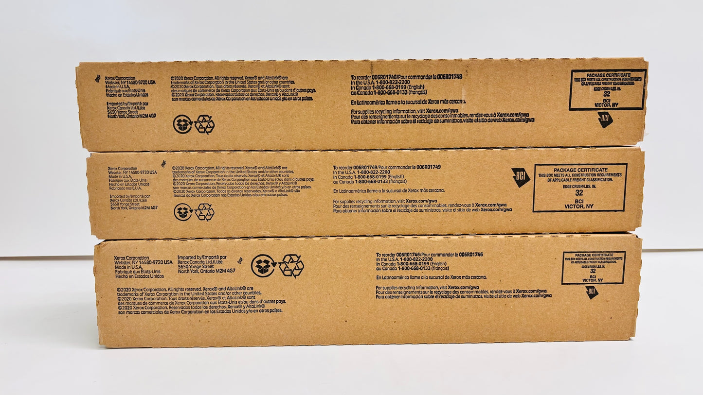 3 OEM Xerox AltaLink C8130,C8135 Mag, Yellow & Black Toners 006R01746,1748,1749