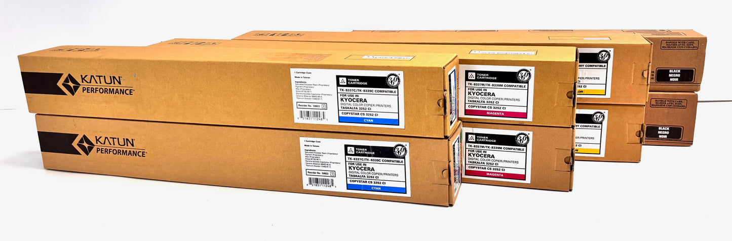 8 Unbranded Kyocera/Copystar Taskalfa3252ci,CS3252ci TK-8337/TK-8339 CMYK Toners