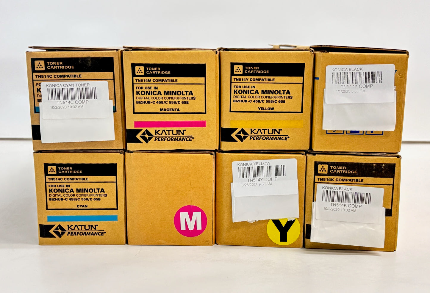 8 Unbranded Konica BHC458,C558,C658 Cyan, Magenta, Yellow & Black Toners TN514