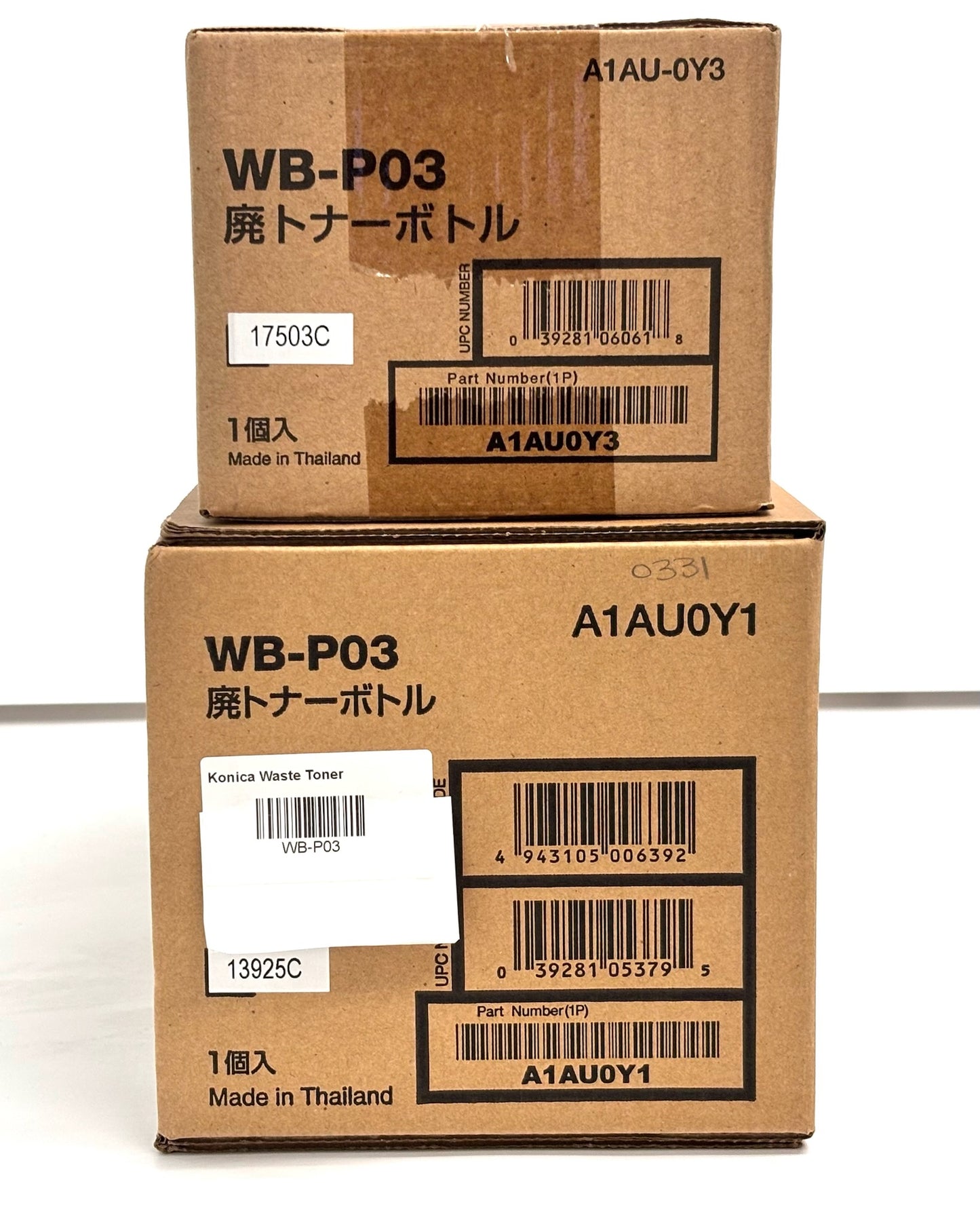2 Genuine Konica Minolta C25 Waste Toner Container WB-P03, A1AU-0Y3, A1AU0Y1