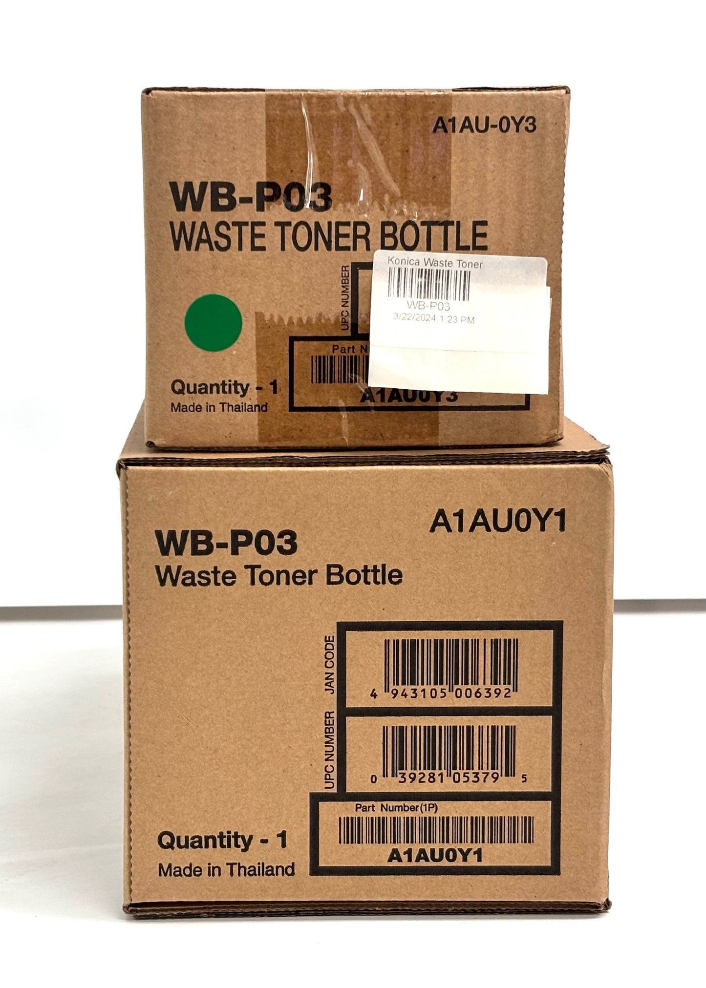 2 Genuine Konica Minolta C25 Waste Toner Container WB-P03, A1AU-0Y3, A1AU0Y1