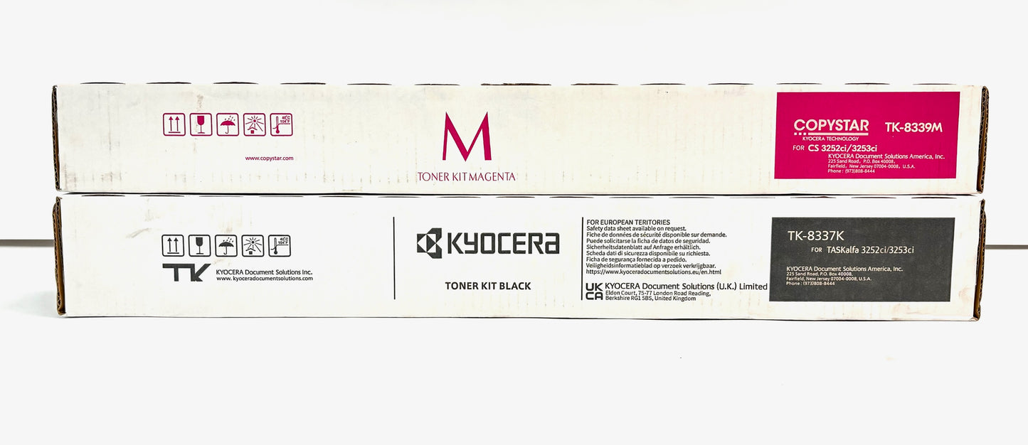 2 OEM Kyocera/Copystar Taskalfa3252ci,CS3252ci Mag & Blk Toner TK-8337K TK-8339M