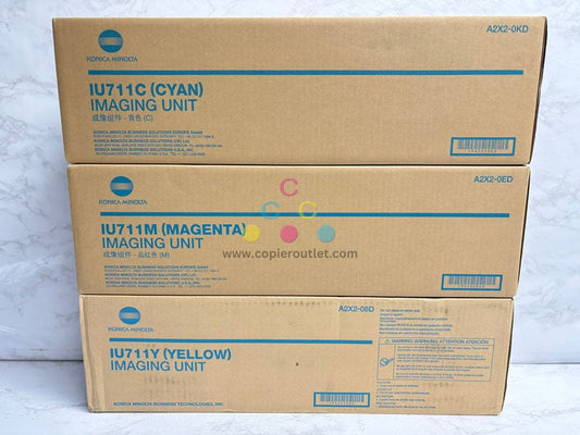 3 Genuine Konica Minolta bizhub C654,C654e,C754,C754e  IU711CMY Imaging Units