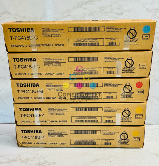 5 OEM Toshiba eStudio 2515AC,3015AC Cyan, Magenta & Yellow Toner T-FC415U CMY