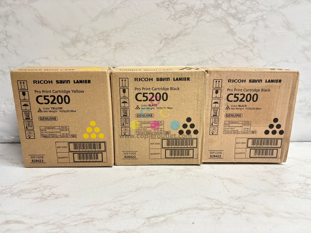 3 Genuine Ricoh,Savin,Lanier Pro C5200s, C5210s YKK Toners 828423, 828422