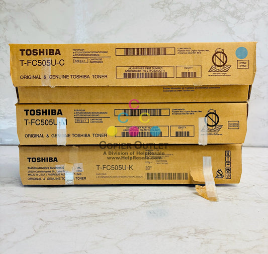 3 Open OEM Toshiba e-studio 2505AC,3005AC Cyan, Magenta & Black Toner T-FC505U