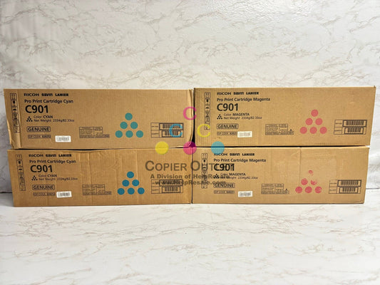 4 Genuine Ricoh Pro C901, C901S CCMM Toner 828252, 828251 Same Day Shipping!