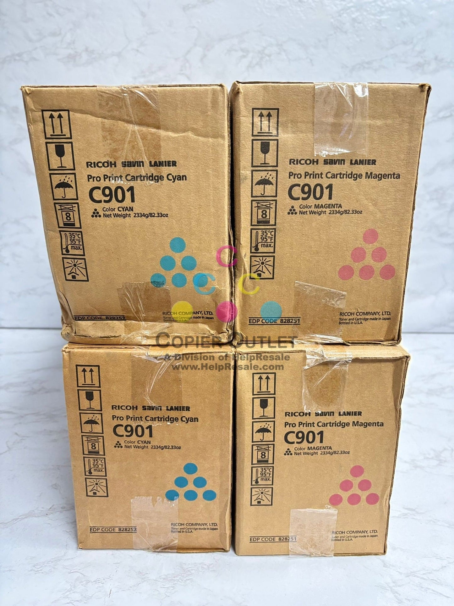 4 Genuine Ricoh Pro C901, C901S CCMM Toner 828252, 828251 Same Day Shipping!