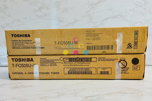 2 Genuine Toshiba e-studio 2505AC,3005AC  Magenta & Black Toner T-FC505U MK