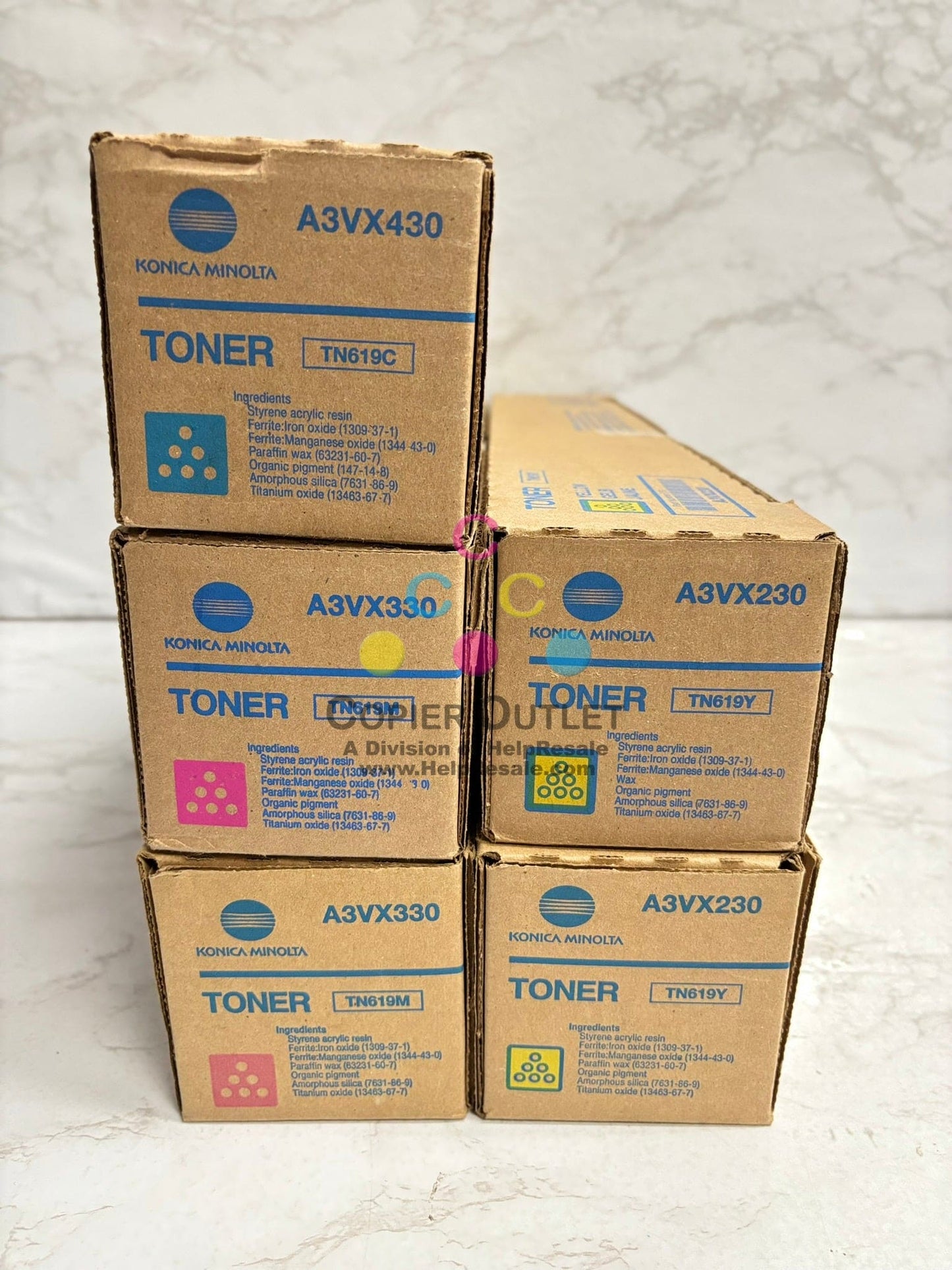5 OEM Konica AccurioPress C2060,C2070,C3070,C3080,C3080P TN619CMMYY Toners