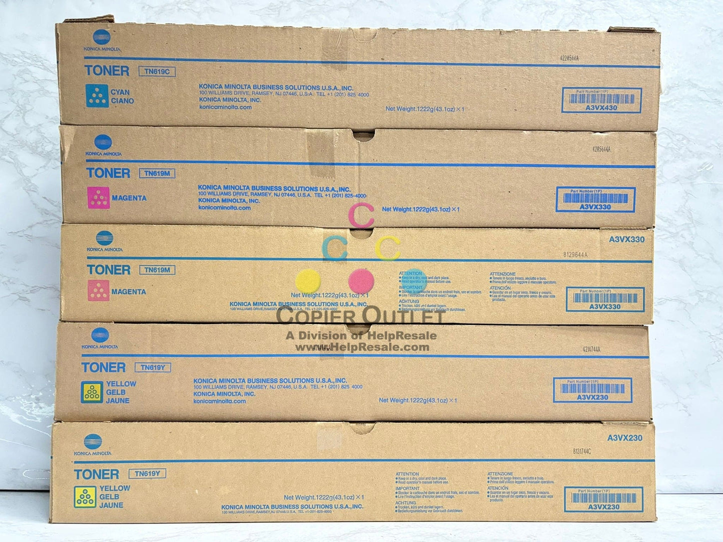 5 OEM Konica AccurioPress C2060,C2070,C3070,C3080,C3080P TN619CMMYY Toners