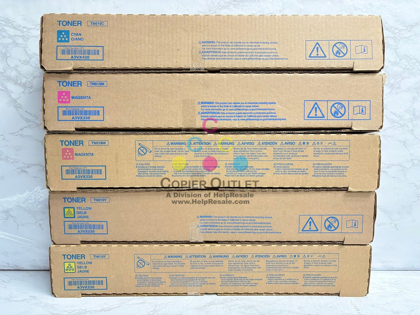 5 OEM Konica AccurioPress C2060,C2070,C3070,C3080,C3080P TN619CMMYY Toners