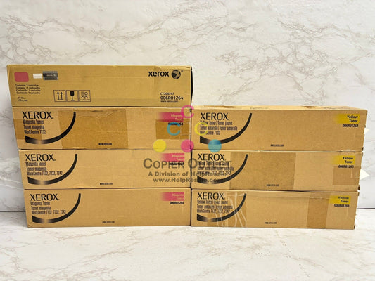 7 OEM Xerox WorkCentre 7132,7232,7242 Mag. and Yellow Toner 006R01264, 006R01263