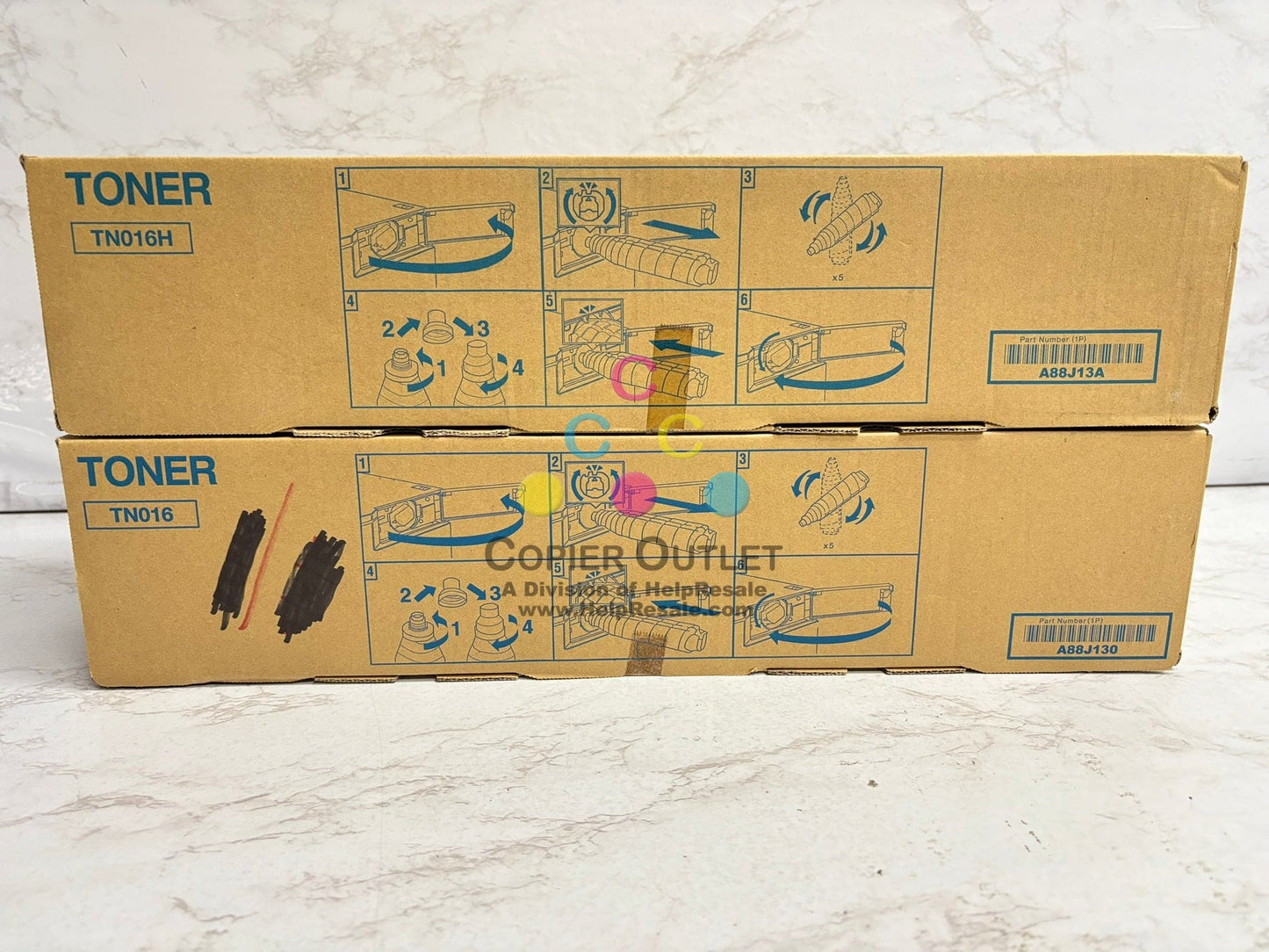 2 OEM Konica Minolta bizhub Pro 1100 Black Toners TN016,TN016H (A88J130,A88J13A)