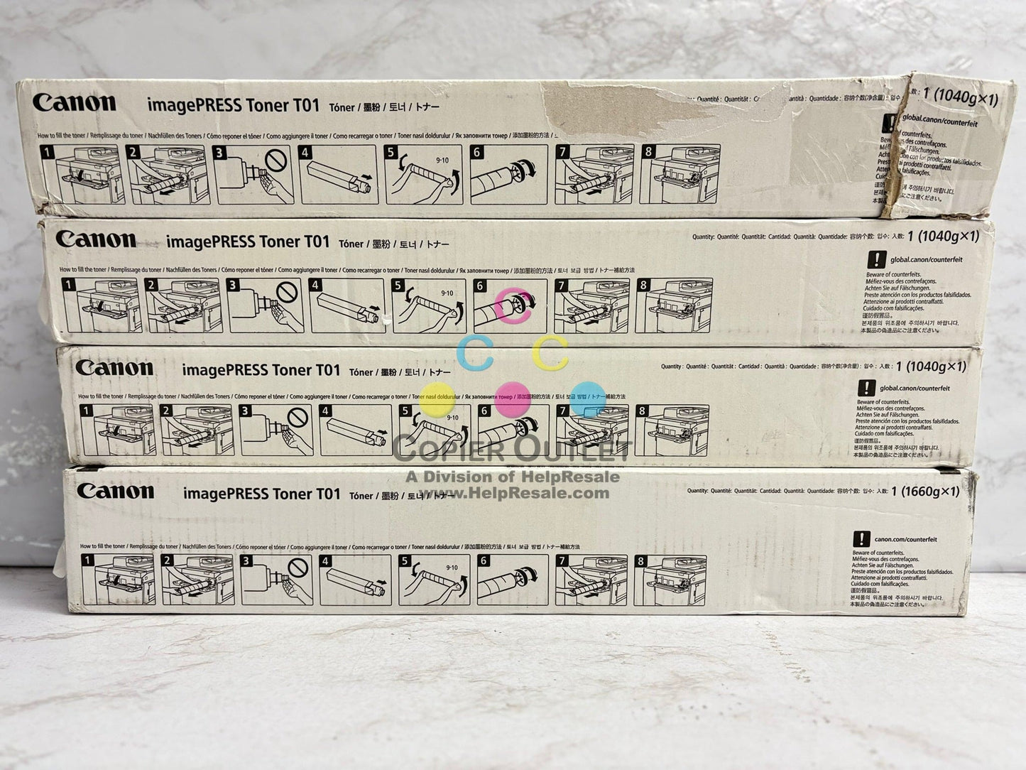4 Genuine Canon imagePRESS C60,C65,C600,C650,C660,C700,C710 T01 CMYK Toners