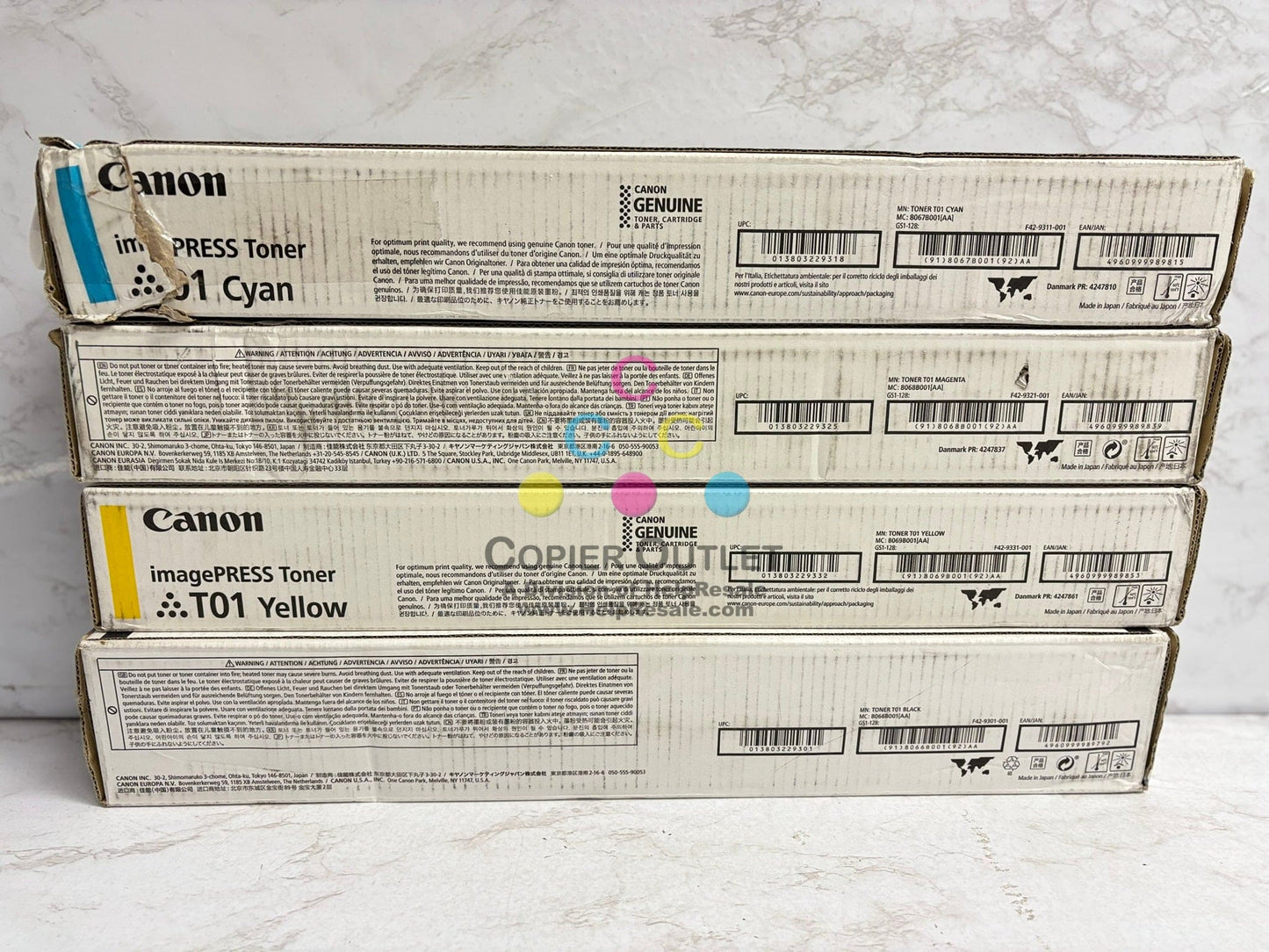 4 Genuine Canon imagePRESS C60,C65,C600,C650,C660,C700,C710 T01 CMYK Toners