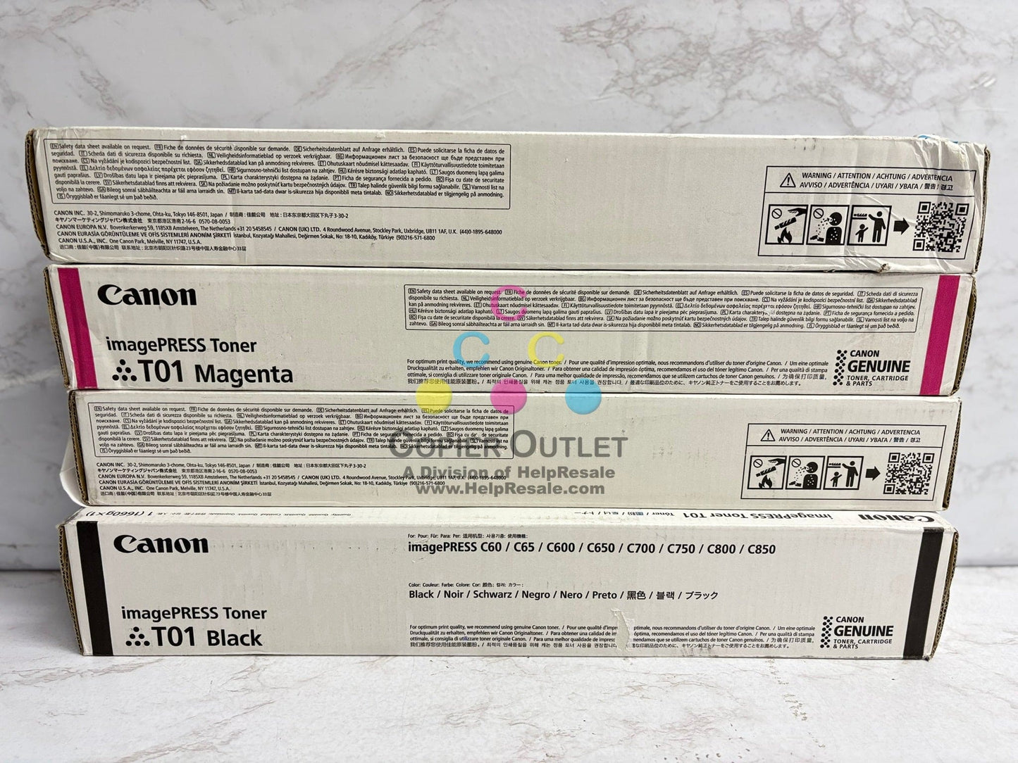 4 Genuine Canon imagePRESS C60,C65,C600,C650,C660,C700,C710 T01 CMYK Toners