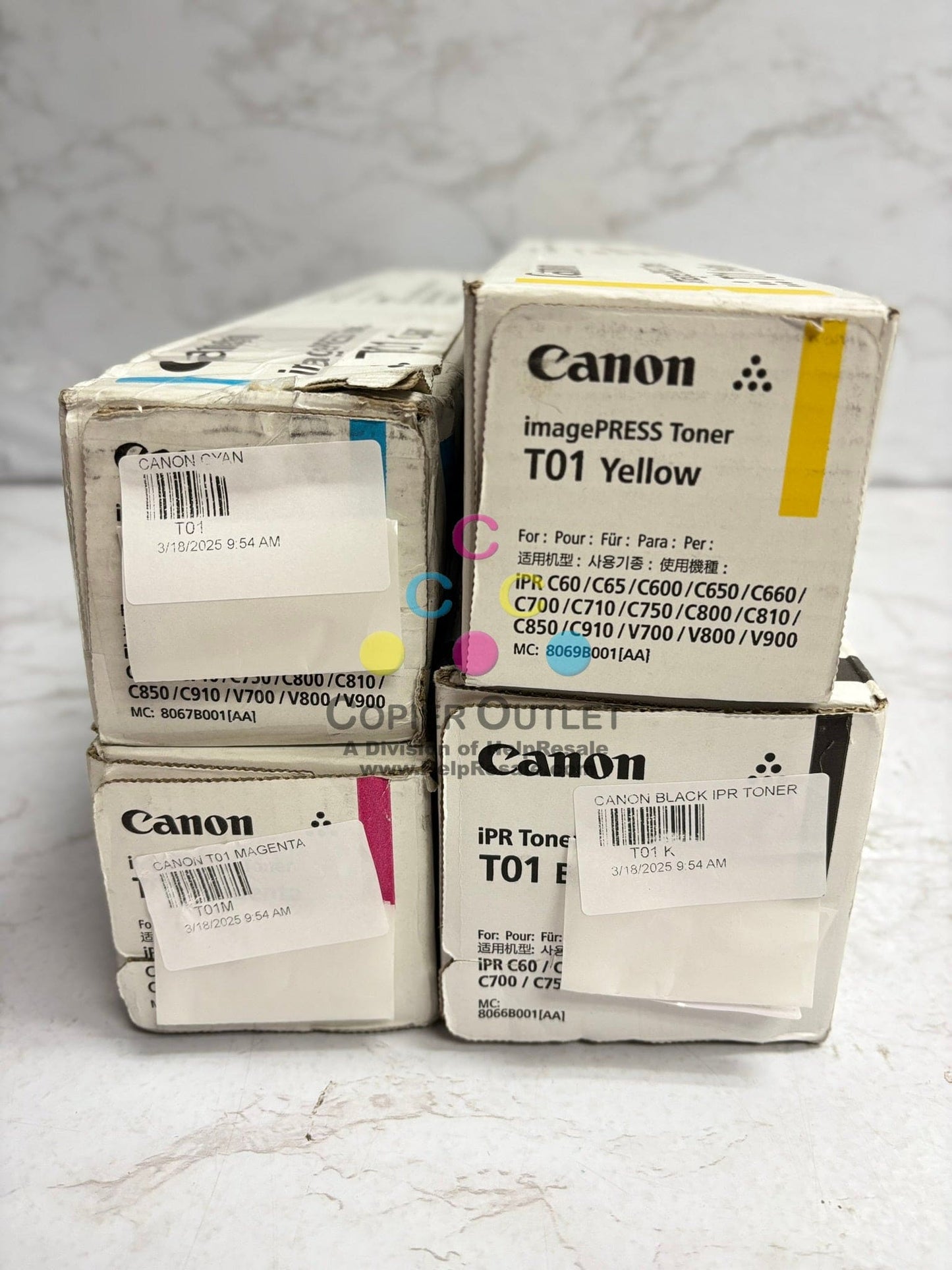 4 Genuine Canon imagePRESS C60,C65,C600,C650,C660,C700,C710 T01 CMYK Toners