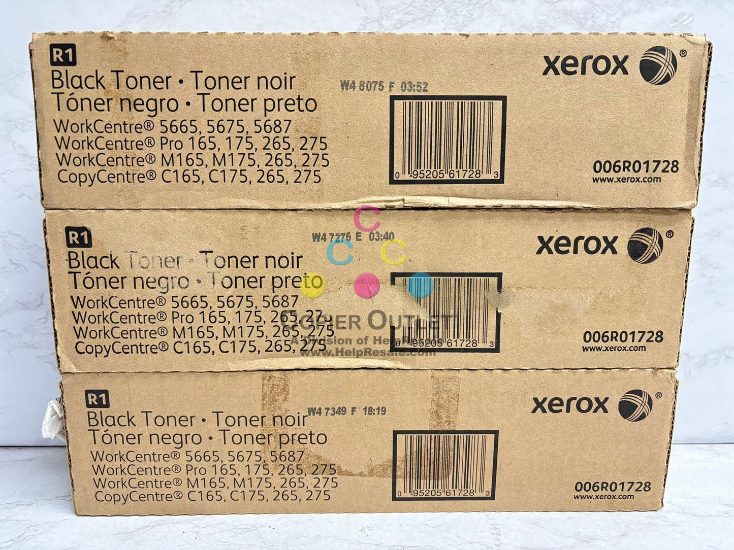 3 Genuine Xerox WorkCentre 5665,5675,5687,165,175, 275 Black Toners 006R01728