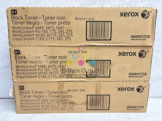 3 Genuine Xerox WorkCentre 5665,5675,5687,165,175, 275 Black Toners 006R01728