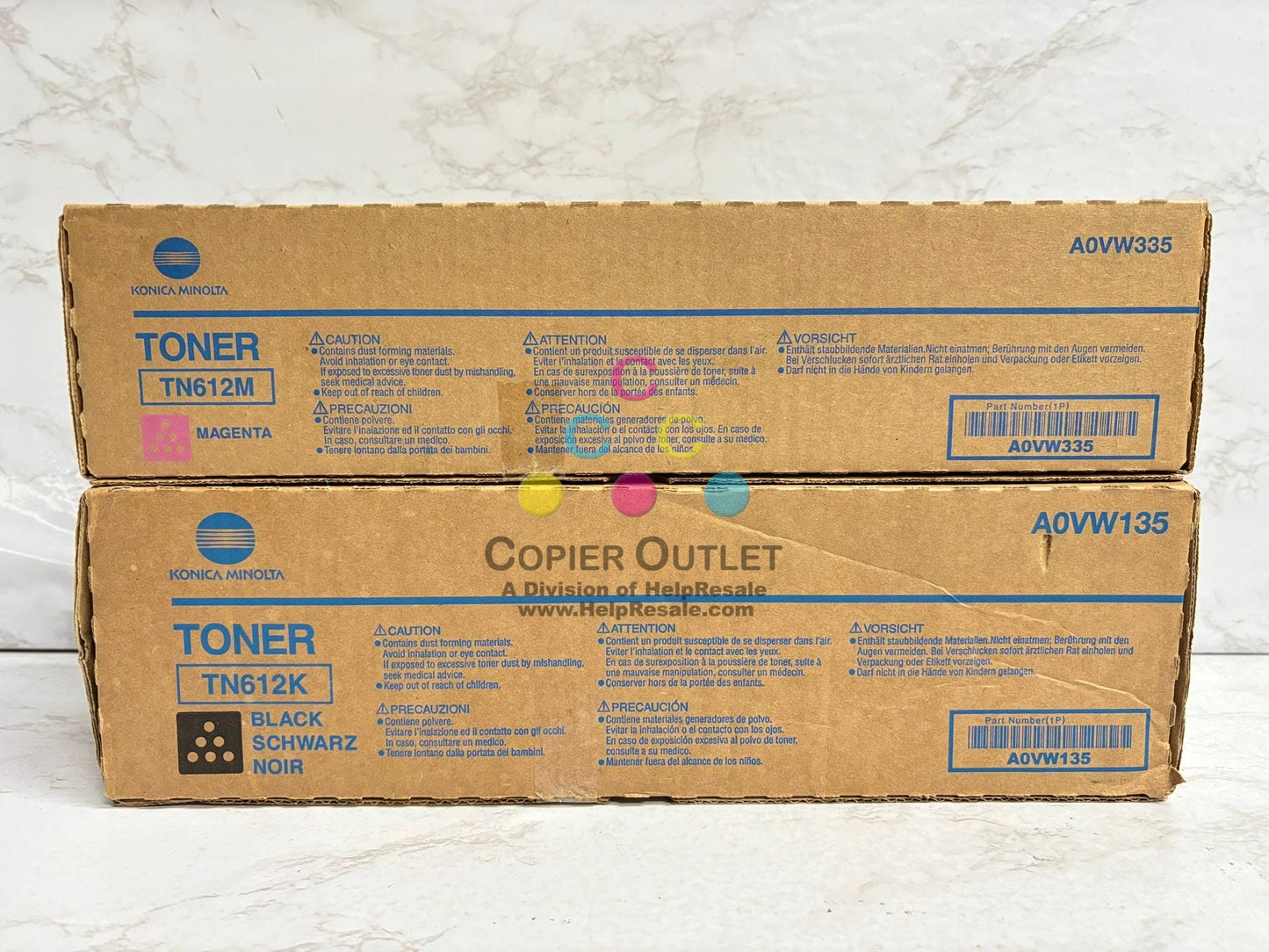 2 OEM Konica BH Pro C5501,C6501,C6501 Mag. & Black Toner TN612M, TN612K