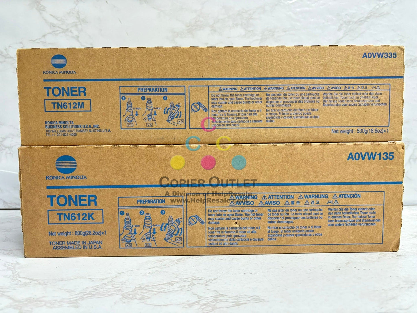 2 OEM Konica BH Pro C5501,C6501,C6501 Mag. & Black Toner TN612M, TN612K