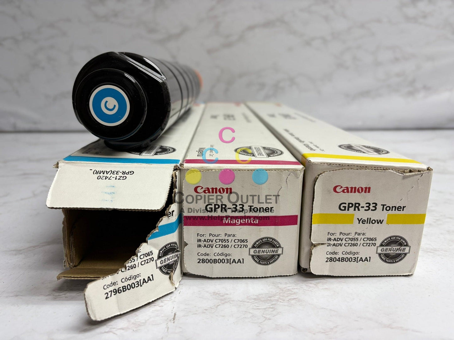 3 OEM Canon imageRUNNER ADV C7055,C7065,C7260,C7270 GPR-33 CMY Toner (Cyan Open)
