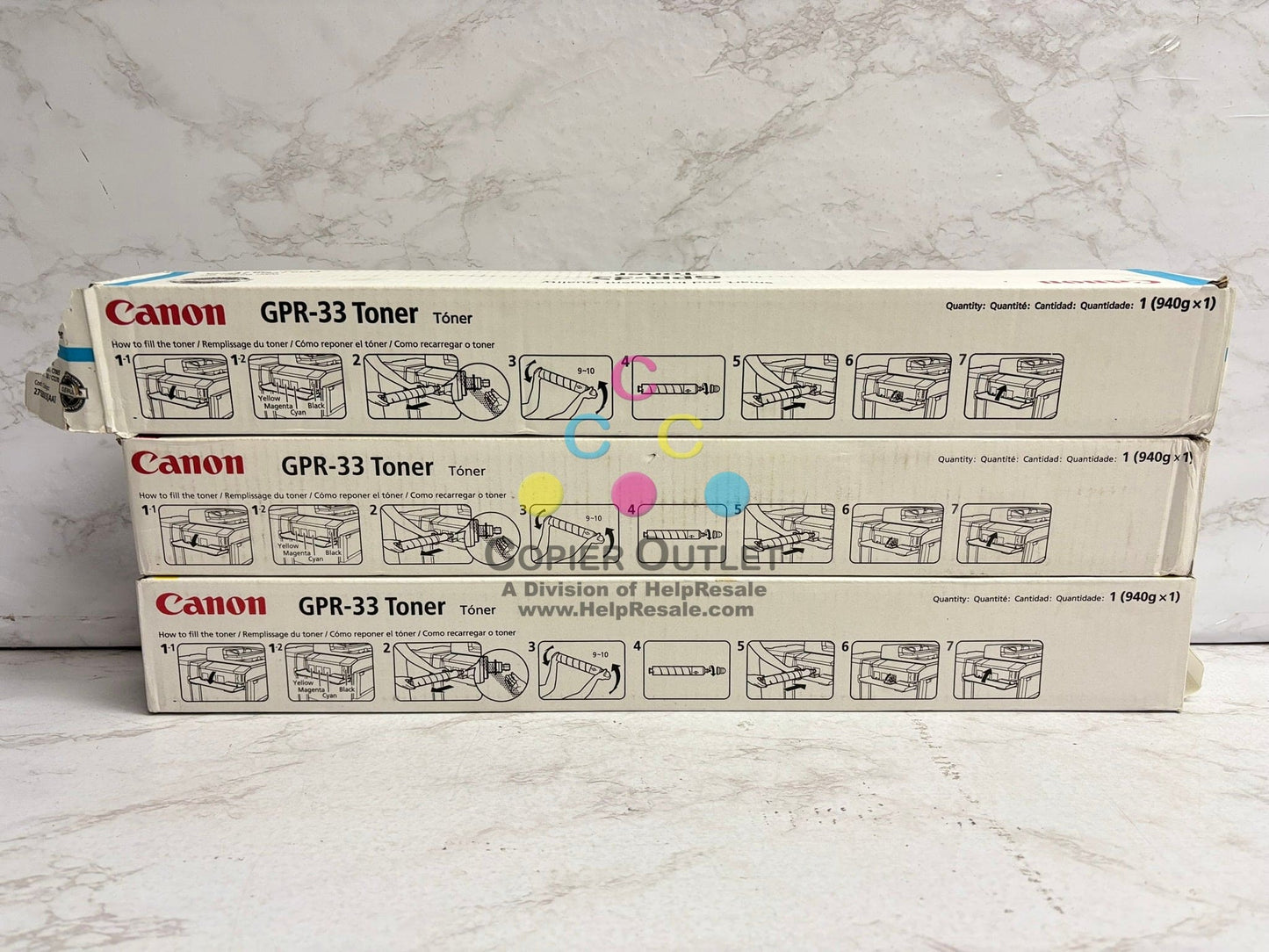 3 OEM Canon imageRUNNER ADV C7055,C7065,C7260,C7270 GPR-33 CMY Toner (Cyan Open)