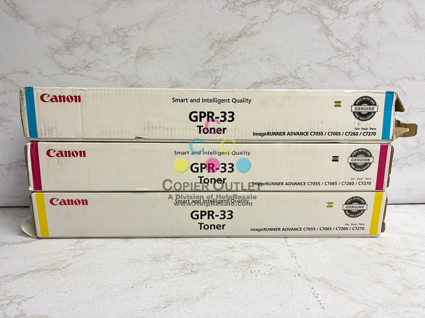 3 OEM Canon imageRUNNER ADV C7055,C7065,C7260,C7270 GPR-33 CMY Toner (Cyan Open)