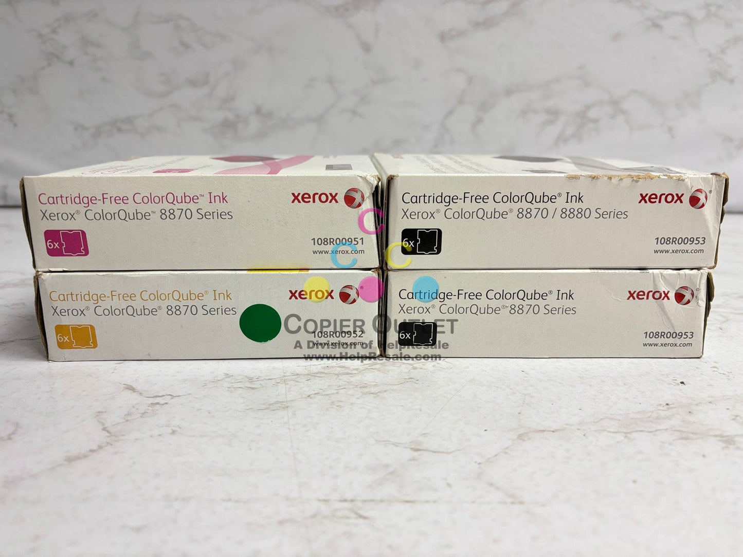 4 New Genuine Xerox ColorQube 8870 Series ColorQube MYKK Ink 108R00951,952,953