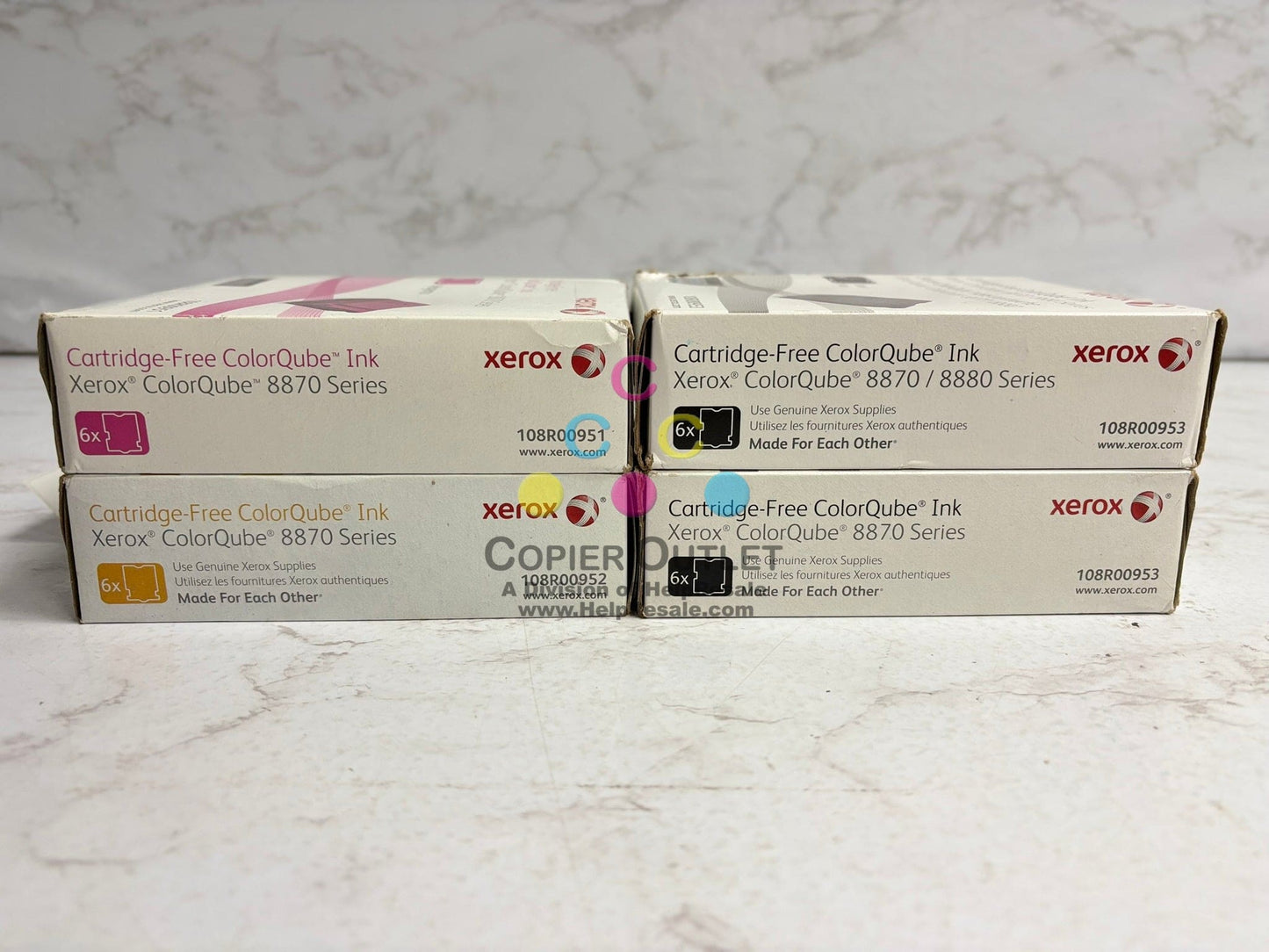 4 New Genuine Xerox ColorQube 8870 Series ColorQube MYKK Ink 108R00951,952,953