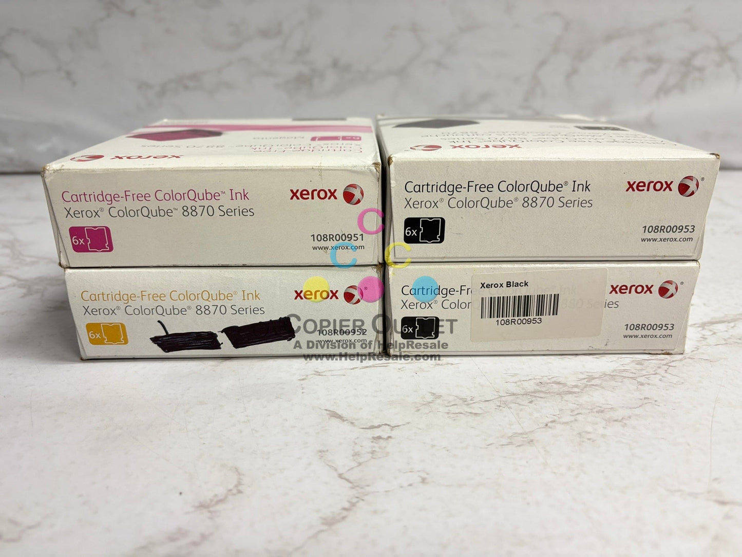 4 New Genuine Xerox ColorQube 8870 Series ColorQube MYKK Ink 108R00951,952,953