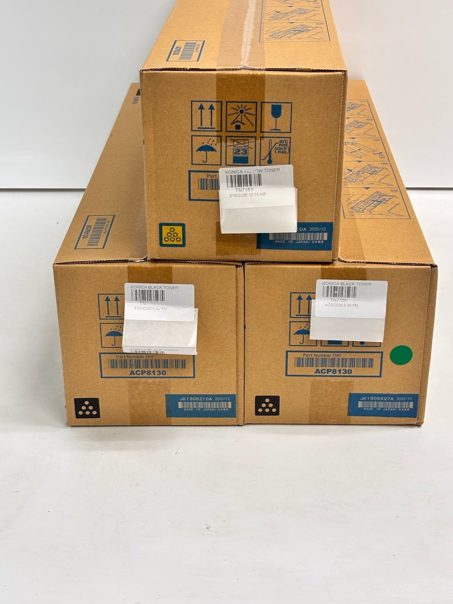 3 Genuine Konica Minolta C750i, C751i  TN715 Yellow & Black Toners TN715 TN715K