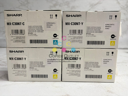 4 OEM Sharp MX-C250,MX-C300P,MX-301W,,MX-C304W MX-C30NT CYYY Toners