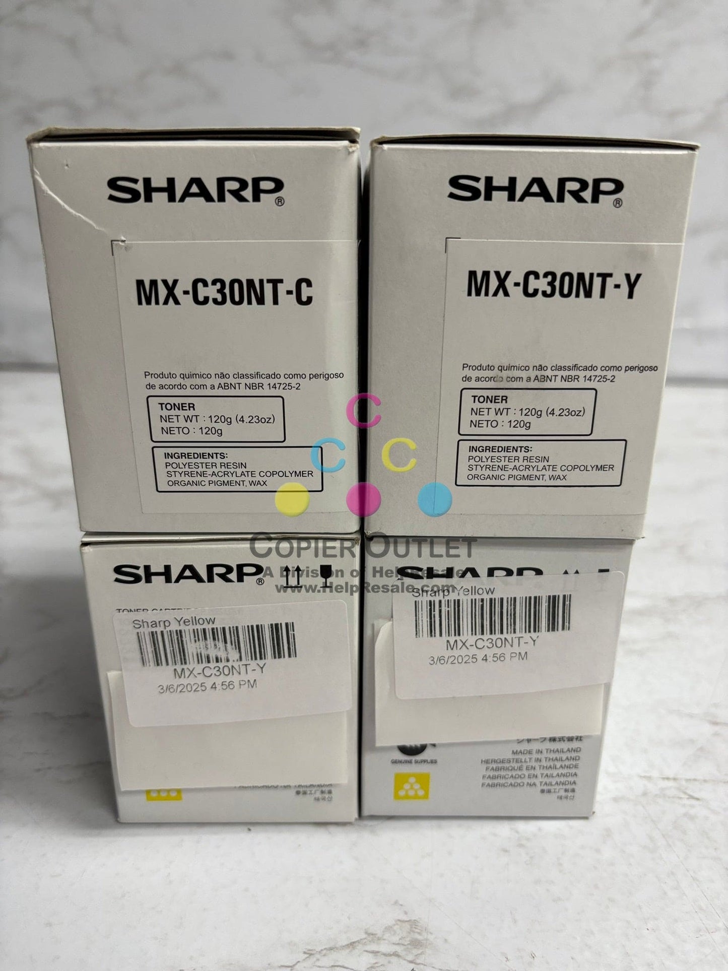 4 OEM Sharp MX-C250,MX-C300P,MX-301W,,MX-C304W MX-C30NT CYYY Toners