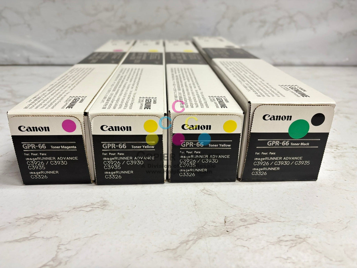 4 OEM Canon iR C3926,C3930,C3935,C3326 GPR66, GPR-66 MYYK Toners ( No Cyan)