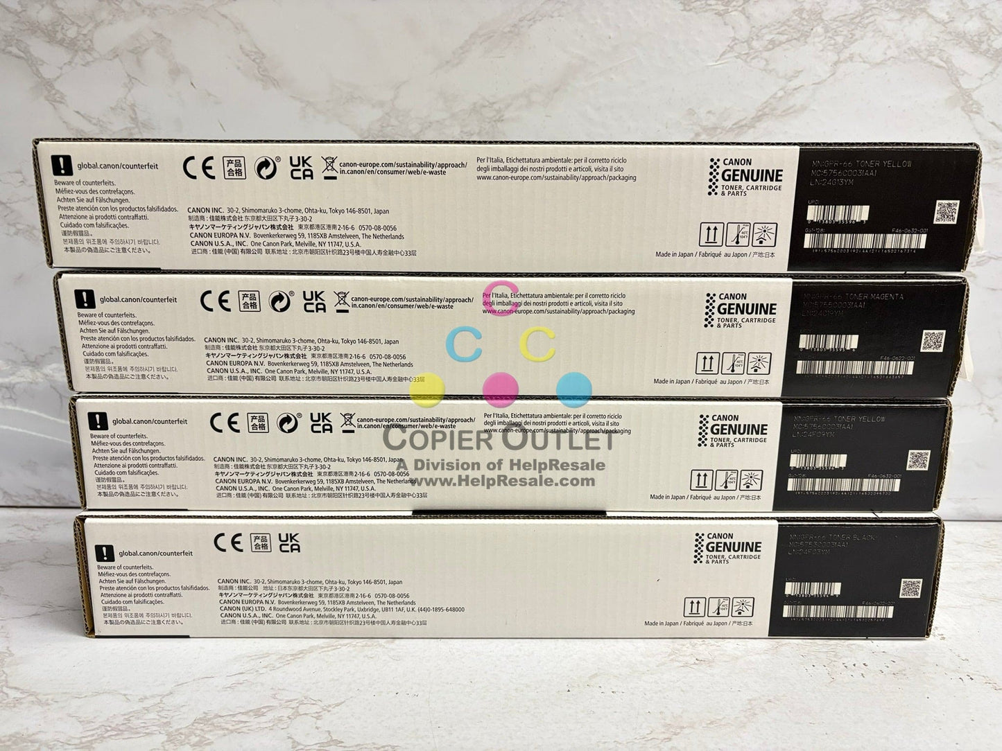 4 OEM Canon iR C3926,C3930,C3935,C3326 GPR66, GPR-66 MYYK Toners ( No Cyan)