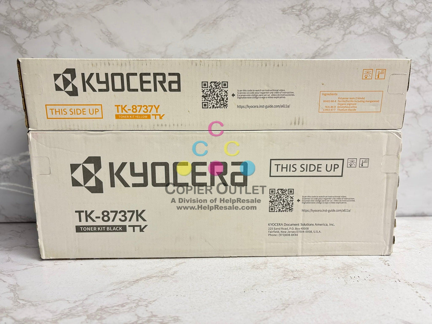 2 Genuine Kyocera TASKalfa 7052ci,7353ci,8052ci,8353ci TK-8737Y, TK-8737K Toners