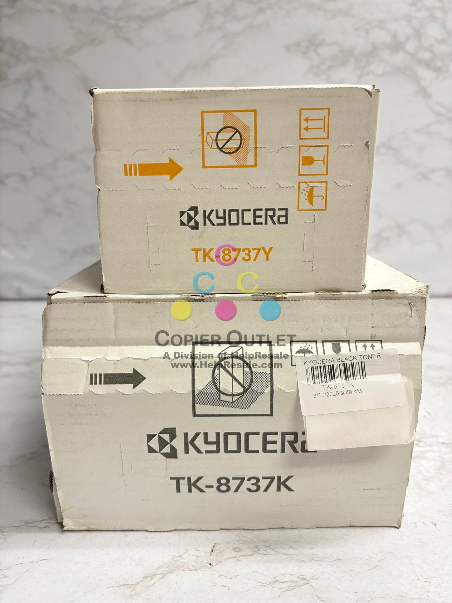 2 Genuine Kyocera TASKalfa 7052ci,7353ci,8052ci,8353ci TK-8737Y, TK-8737K Toners