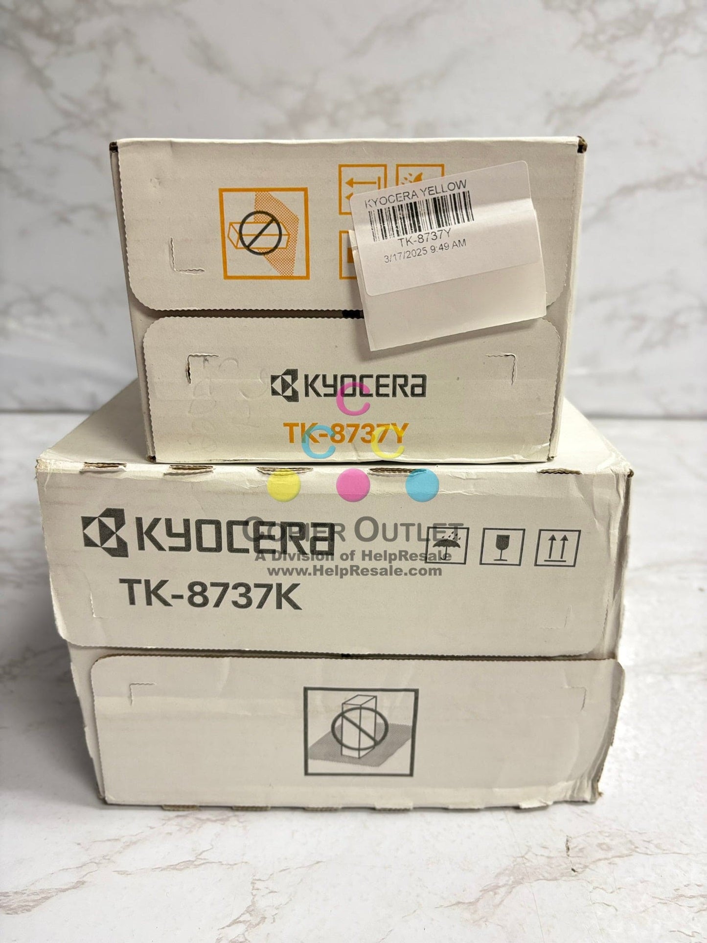 2 Genuine Kyocera TASKalfa 7052ci,7353ci,8052ci,8353ci TK-8737Y, TK-8737K Toners