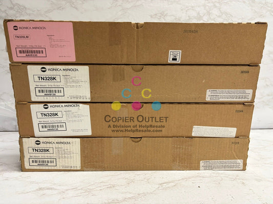 4 OEM Konica BH C250i,C300i,C360i,C450i TN328LM & TN328K Toners (Plain Boxes)