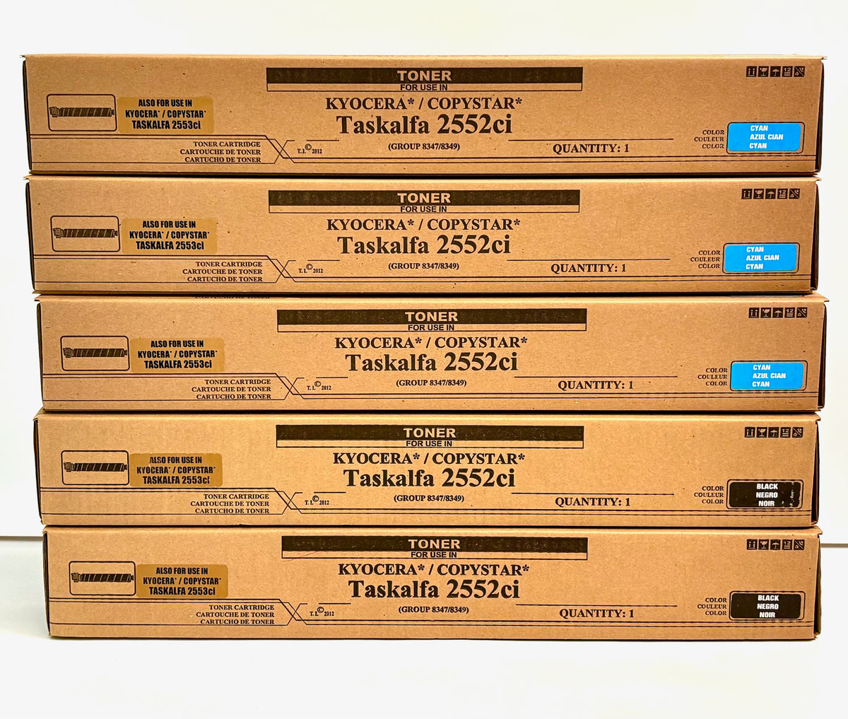 5 Compatible With Kyocera Taskalfa 2552ci Cyan & Black Toners TK-8347/TK-8349