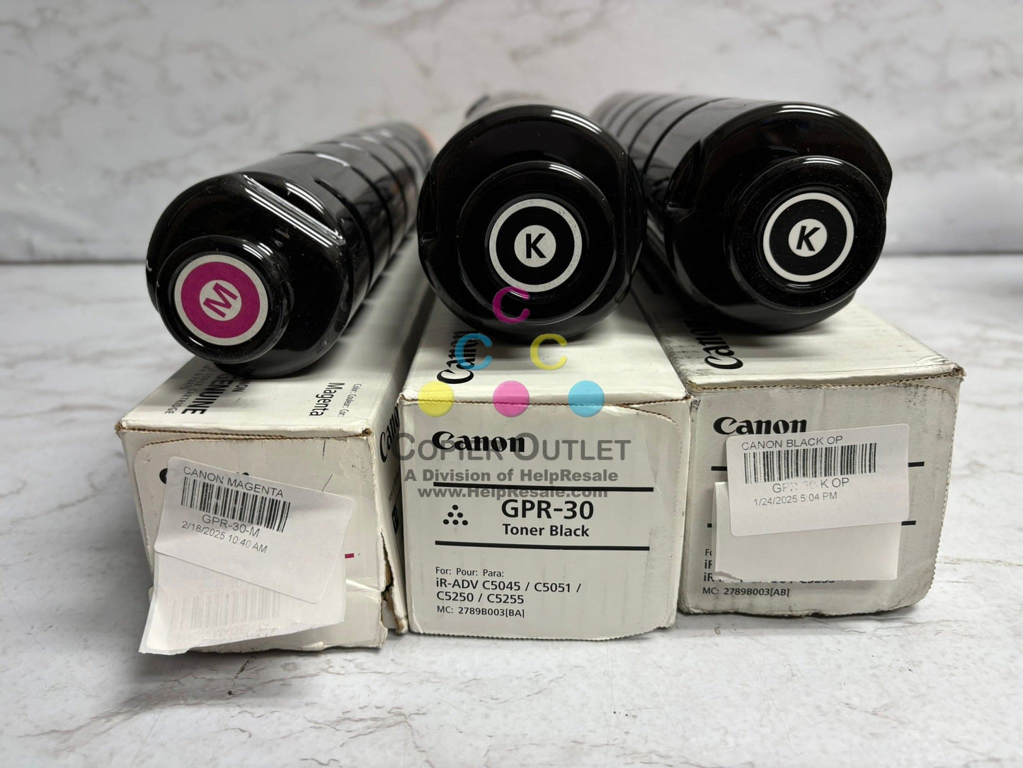 3 Open Genuine Canon iR ADV C5045,C5051,C5250,C5255 GPR-30 MKK Toners (1 no lid)