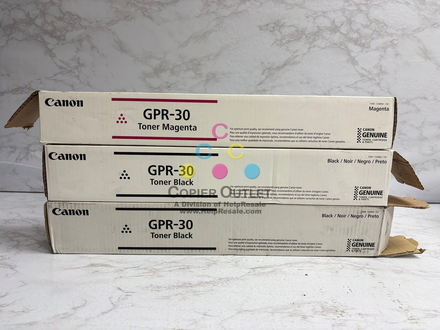 3 Open Genuine Canon iR ADV C5045,C5051,C5250,C5255 GPR-30 MKK Toners (1 no lid)